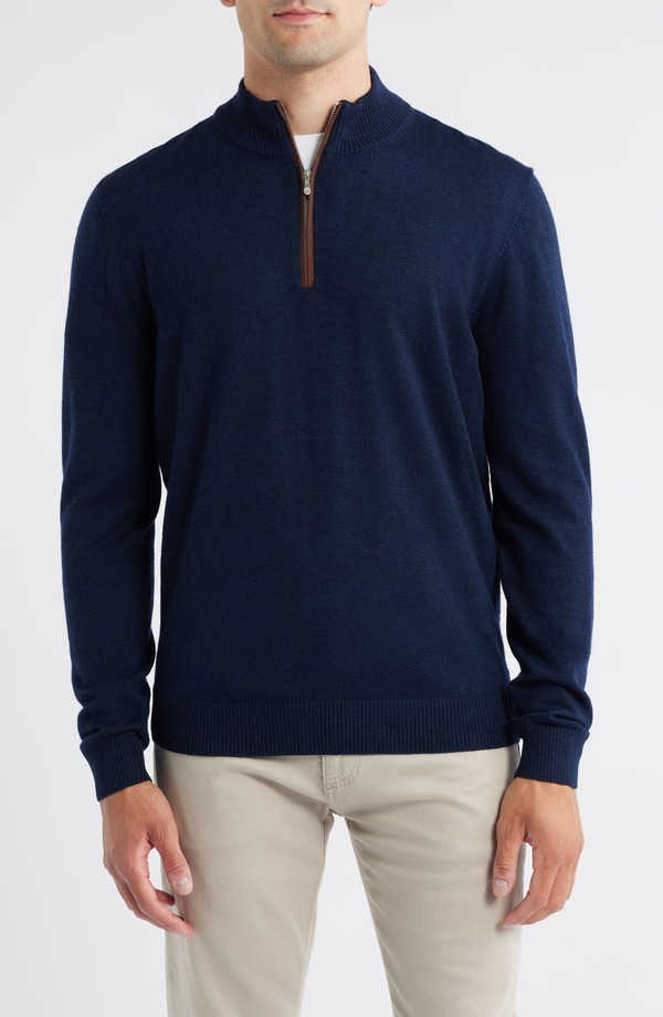 ジョニー オー メンズ アウター パーカー・スウェット ハーフジップ ウール セーター johnnie-O Raynor Merino Wool Quarter Zip Sweater Navy ネイビー｜ReVida 店