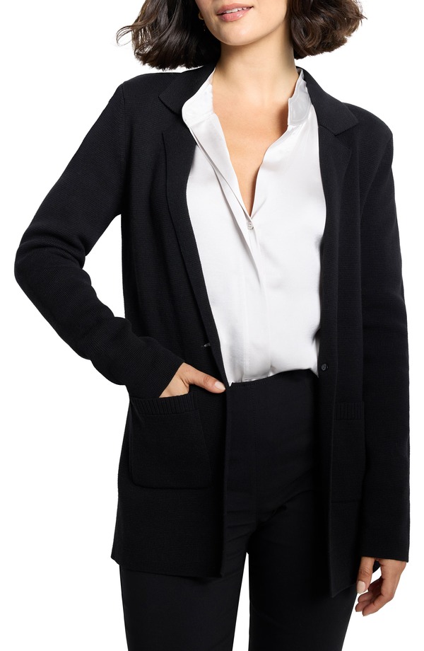 ニックプラスゾーイ レディース アウター 上衣・上衣 スポーツジャケット 編み物 NIC+ZOE Knit Blazer Black Onyx 黒いこと コート・ジャケット-レディースファッション