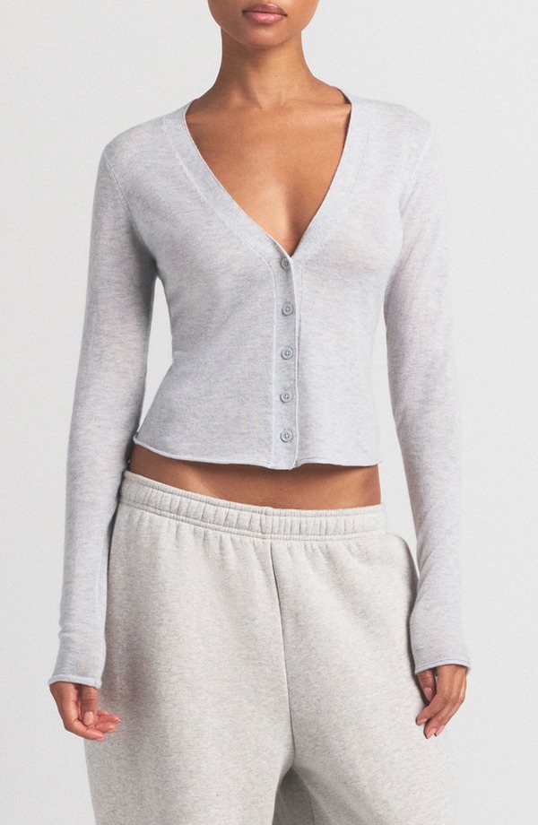 スキムズ レディース アウター パーカー・スウェット カーディガン SKIMS Featherweight Cashmere Cardigan Light Heather Grey グレー｜ReVida 店