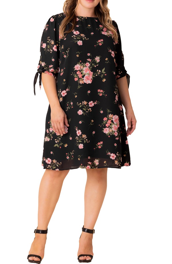 キヨナ レディース トップス ワンピース Kiyonna Manhattan Shift Dress Midnight Pink Poppies ピンク|ReVida 店