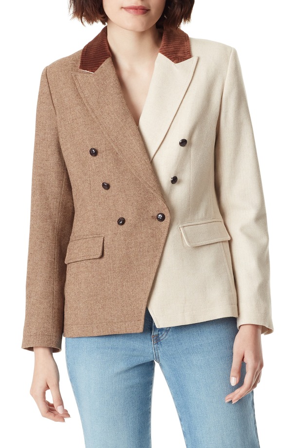 サムエデルマン レディース アウター 上衣・上衣 色合い差しつかえる スポーツジャケット Sam Edelman Imogen Colorblock Herringbone Double Breasted Blazer Slate Black - Mila Plaid Combo 黒いこと