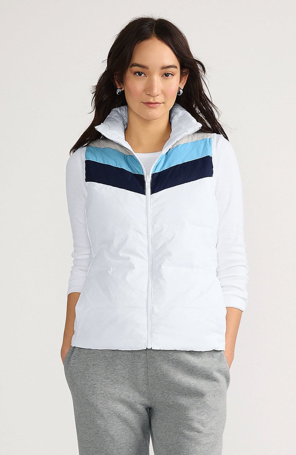 ランズ挙げ句の果て レディース アウター 上衣・上衣 より良い 落ちこむ Lands\u0027 End Wanderweight Reversible Packable Down Vest White/Blue Colorblock 白いこと