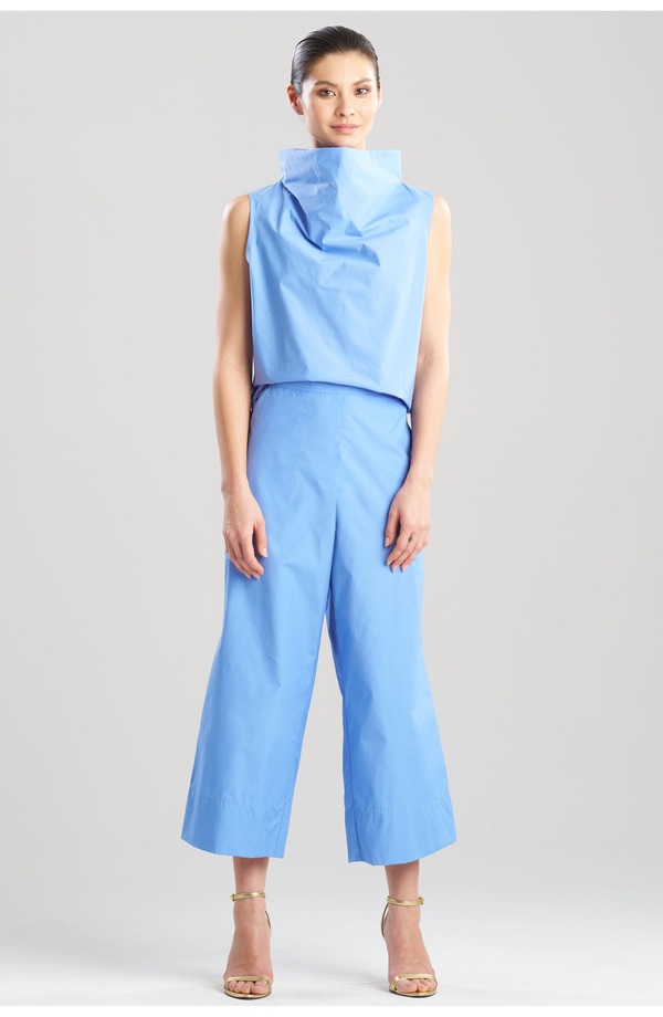 ナトリ レディース ボトムス レギンス ズボン下 クロップド Natori Techno Poplin Cropped Pants With Embroidery Blue Iris 青碧