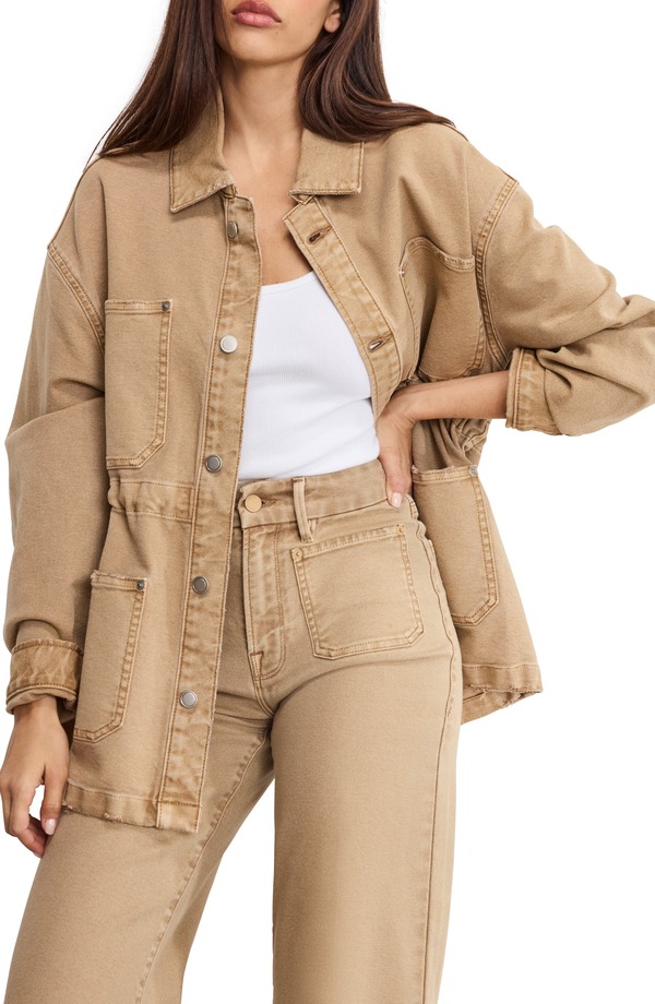 好ましいアメリカン レディース アウター 上衣・上衣 プルオーバー Good American Oversize Canvashirt Jacket Good Khaki001