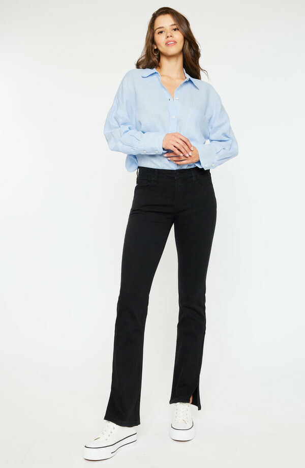 カンクン レディース シューズ ブーツ・レインブーツカット デニム KanCan Mai Mid Rise Y2K Bootcut Jeans Black 黒いこと