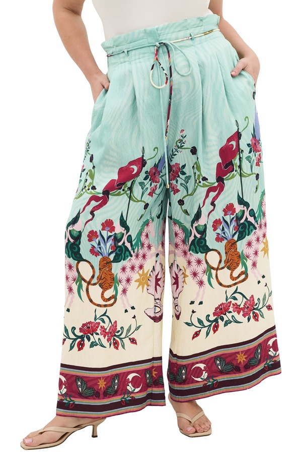 シティーシック レディース ボトムス レギンス ワイドレッグ 刷り上げる ズボン下 City Chic Athena Mixed Print Wide Leg Pants Hero Dreamscape