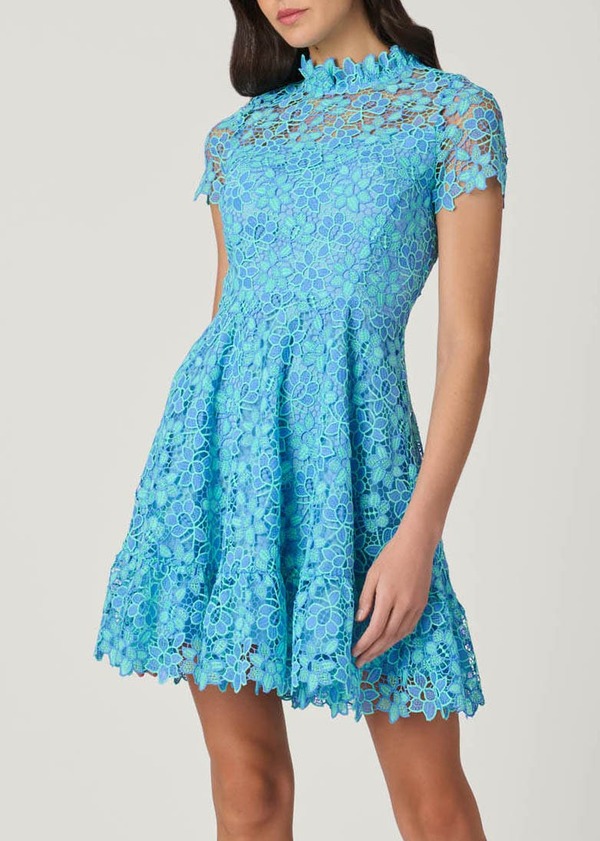 ショシャーナ レディース トップス 衣裳 スピード競技 Shoshanna Harlow Londrina Lace Dress Vista Blue/Bright Mint 青碧