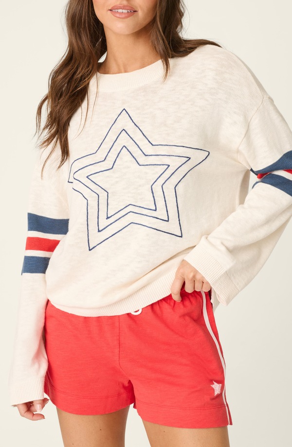 ピージェイサルベージ レディース アウター パーカー・スウェット プルオーバー PJ Salvage Star Spangled Summer Sweater Ivory 象牙色