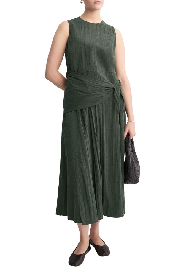マンゴ レディース トップス 衣装 ノースリーブ MANGO Sleevelessash Tie Dress Khaki Green 緑であること