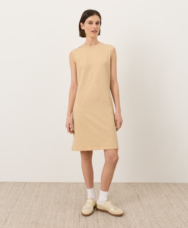 パクト レディース トップス ワンピース Tシャツ コットン Pact Organicotton Soft-Slub Essential Easy Muscle Tee Dress Golden Sand サンド|ReVida 店