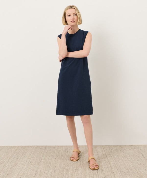 パクト レディース トップス ワンピース Tシャツ コットン Pact Organicotton Soft-Slub Essential Easy Muscle Tee Dress Navy ネイビー|ReVida 店