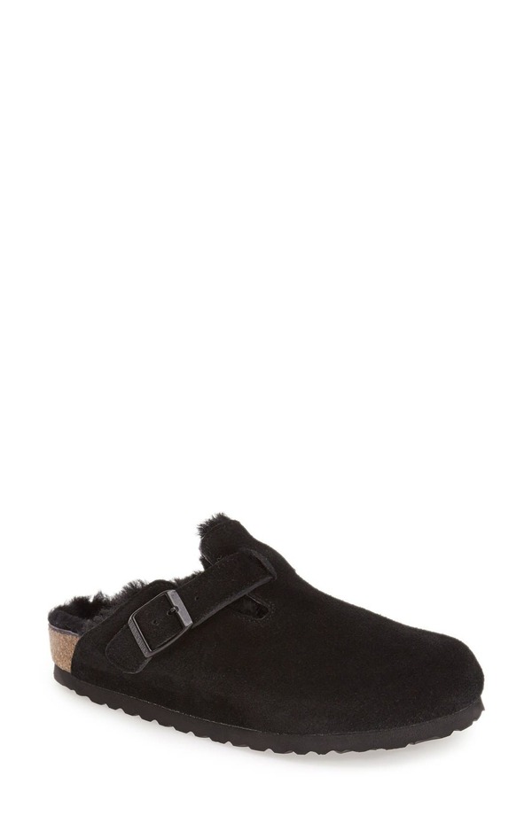 ビルケンシュトック レディース シューズ サンダル Birkenstock Boston Genuine Shearling Lined Clog Black 黒いこと