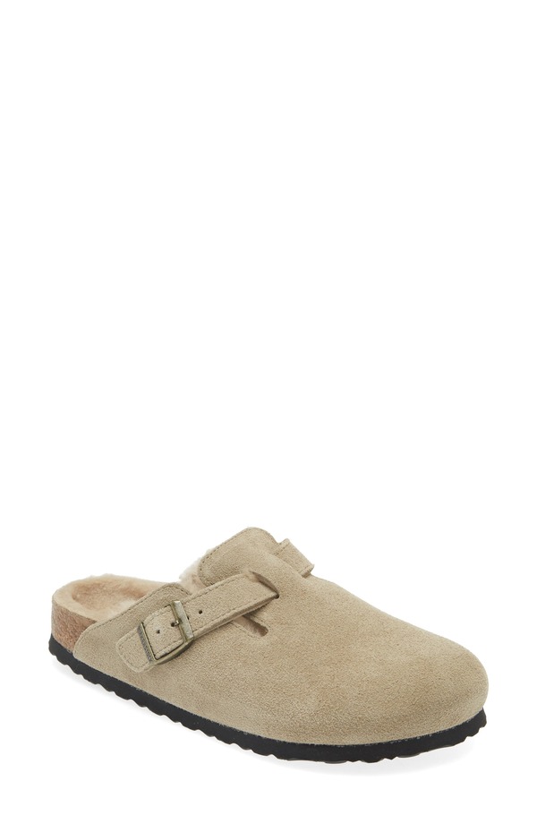 ビルケンシュトック レディース シューズ サンダル Birkenstock Boston Genuine Shearling Lined Clog Taupe トープ