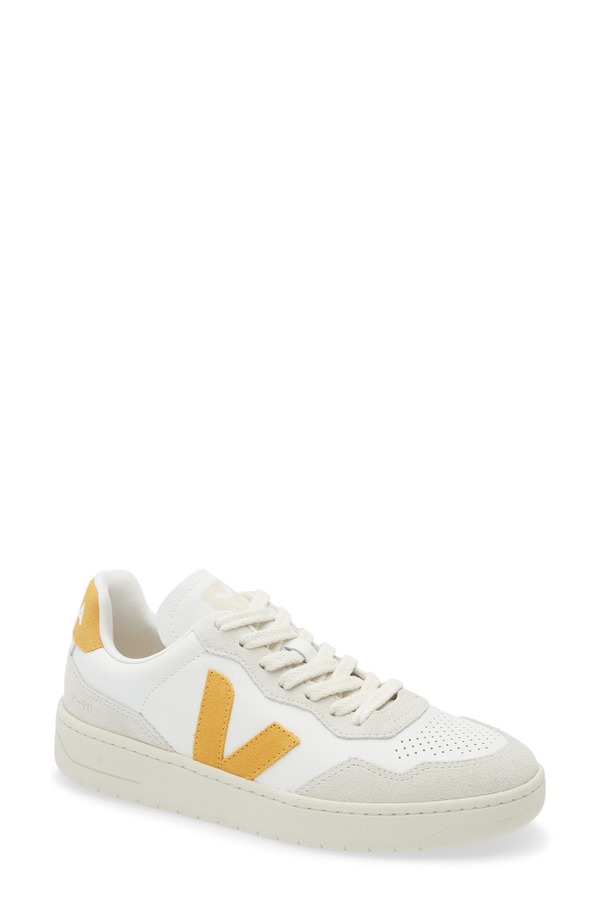 ヴェジャ レディース シューズ スニーカー なめし革 Veja V-90 Leather Sneaker White Safran 白いこと