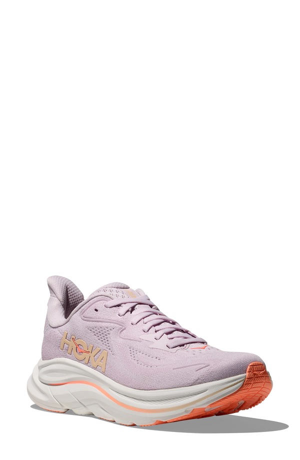 ホカオネオネ レディース シューズ スニーカー HOKA Clifton 10 Running Shoe Lilacream / Tangerine Glow 皮膚軟化剤