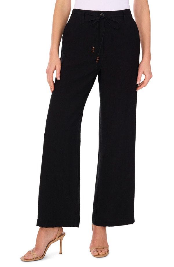 ヴィンスカムート レディース ボトムス レギンス ワイドレッグ ズボン下 Vince Camuto Beaded Tie Belt Wide Leg Pants Rich Black 黒いこと