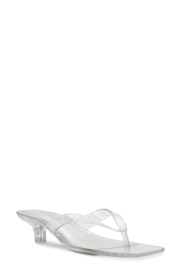 スティーブ マデン レディース シューズ パンプス 踵 Steve Madden Tracie Kitten Heel Flip Flop Silver Glitter しろがね色