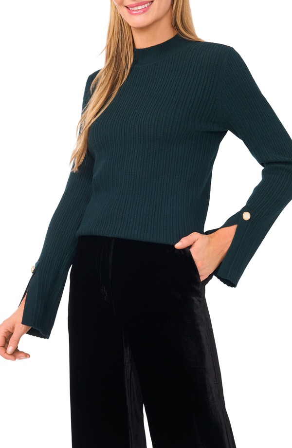 テッドベーカー レディース アウター パーカー・スウェット モックネック 肋材 スウェーター Ted Baker Mock Neck Split Cuff Ribbed Sweater Midnight Forest フォレスト