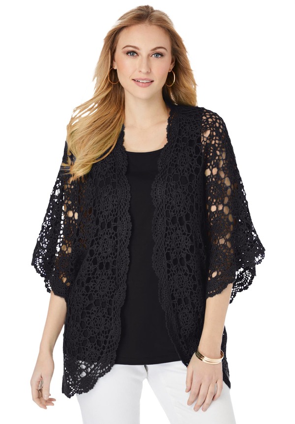 ジェシカロンドン レディース アウター パーカー・スウェット カーディガン Jessica London Crochet Cardigan Black ブラック｜ReVida 店