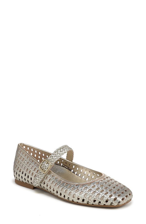 バイオニック レディース シューズ パンプス Vionic Alameda Woven Mary Jane Flat Gold Leather ゴールド