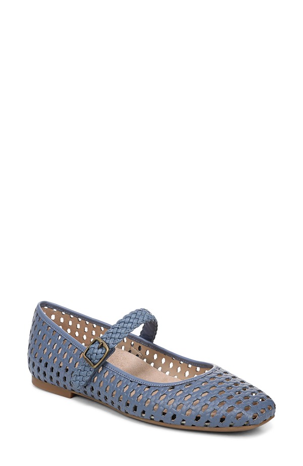 バイオニック レディース シューズ パンプス Vionic Alameda Woven Mary Jane Flat Pacific Blue Leather 青み