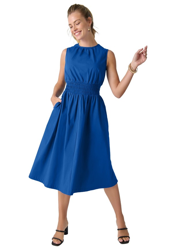 ジェシカ英国の首都 レディース トップス 衣装 MIDI シャーリング Jessica London Smocked Poplin Midi Dress Dark Sapphire サファイア