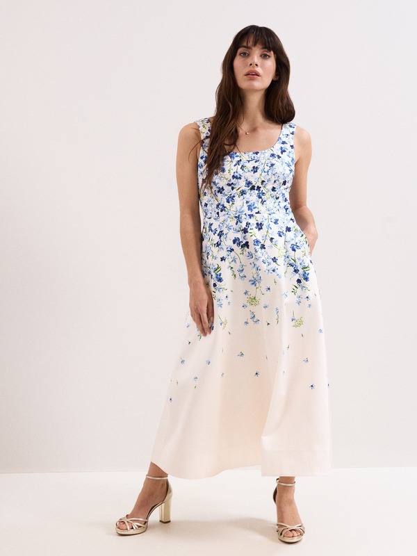 位相角・八つ レディース トップス 衣装 御花柄 MIDI 御花 Phaseight Orla Floral Midi Dress Cream 皮膚軟化剤