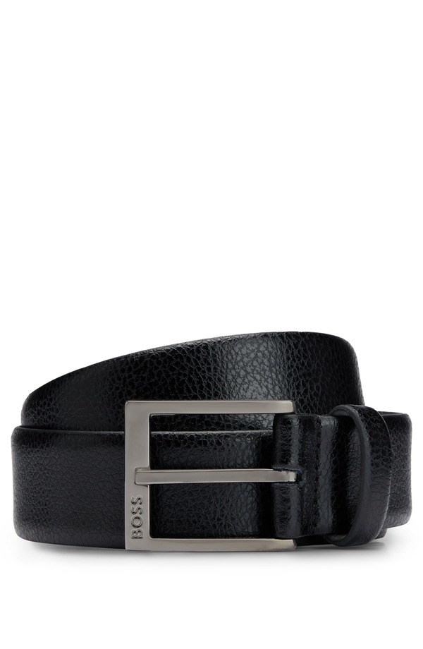 元締め メンズ 付属品 胴締め なめし革 BOSS Elloy Leather Belt Blk