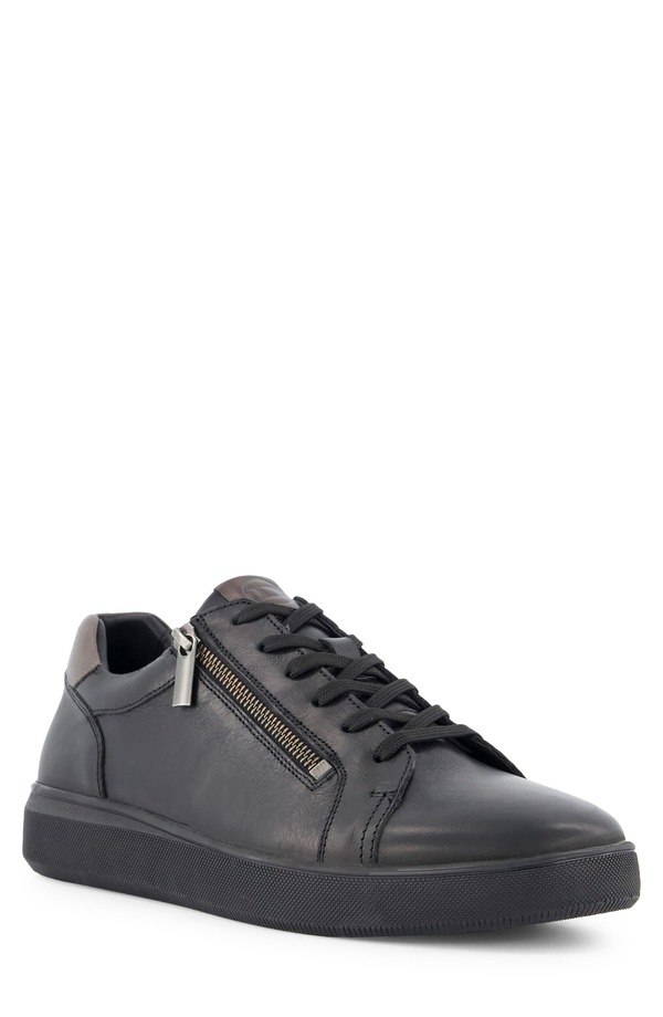 デューンロンドン メンズ シューズ スニーカー なめし革 Dune London Tribute Zip-Up Leather Sneaker Black 黒いこと