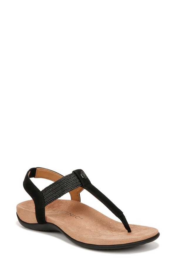 バイオニック レディース シューズ パンプス サンダル Vionic Brea T-Strap Sandal Black Nbck Leather 黒いこと