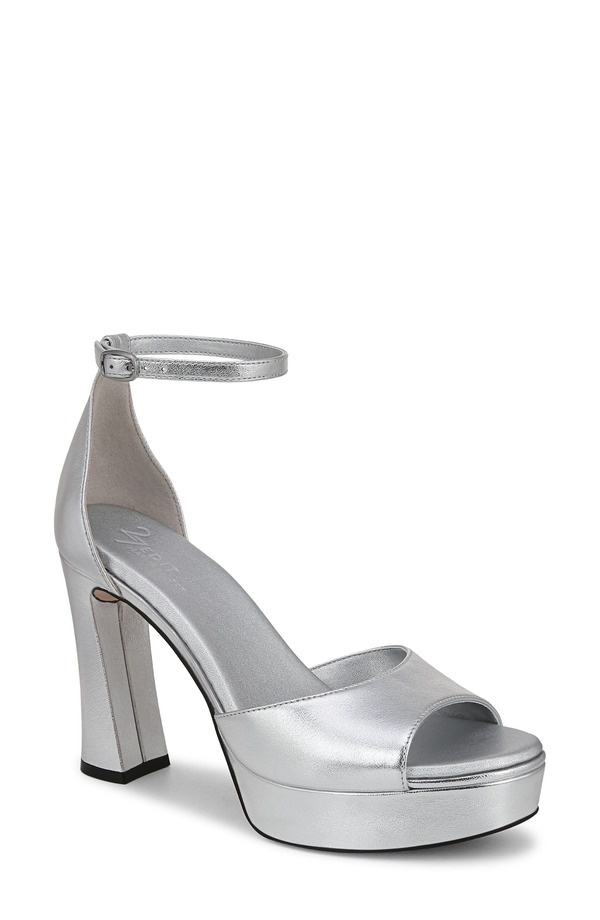 27 エディット ナチュラライザー レディース シューズ パンプス プラットホーム サンダル アンクル 27 EDIT Naturalizer Delphie Ankle Straplatform Sandal Silver しろがね色