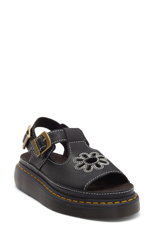 お医者さんマーチン レディース シューズ パンプス サンダル Dr. Martens Dunnet Flower Slingback Sandal Black 黒いこと