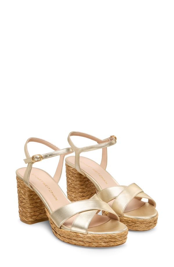 スチュアート ワイツマン レディース シューズ パンプス プラットホーム サンダル Stuart Weitzman Dayna Platform 80 Sandalight Gold/Natural ゴールド