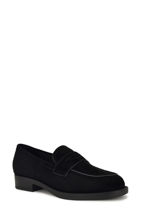 ナインウェスト レディース シューズ パンプス 置き目毛皮 Nine West Berg Penny Loafer Black Suede 黒いこと