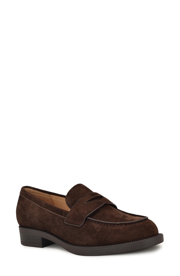 ナインウェスト レディース シューズ パンプス 置き目毛皮 Nine West Berg Penny Loafer Dark Brown 赤銅色