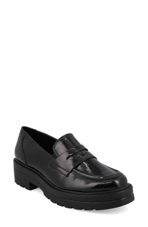 ミア レディース シューズ オックスフォード 置き目毛革 MIA Yoani Lug Sole Penny Loafer Black 黒いこと