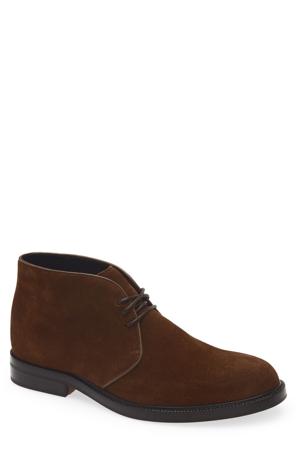 雇い主 メンズ シューズ ブーツ・レインブーツ スエードクロス BOSS Dresletic Suede Chukka Boot Dark Brn