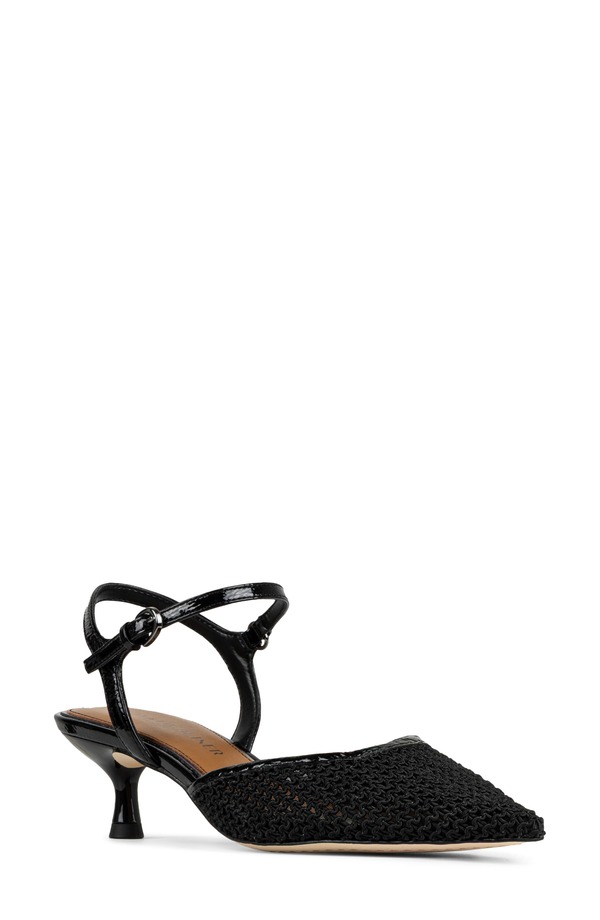 ドナルドプリネール レディース シューズ パンプス アンクル 踵 Donald Pliner Ankle Strapointed Toe Kitten Heel Pump Black 黒いこと