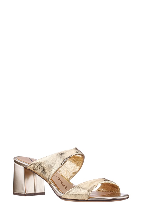 ニナ レディース シューズ パンプス サンダル 踵 Nina Bassie Block Heel Slide Sandal Gold Soft ゴールド