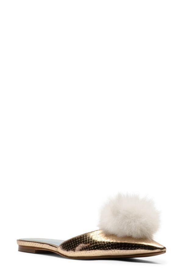 フランセスバレンタイン レディース シューズ パンプス Frances Valentine Pauline Pom Pointed Toe Mule Platino W/ White 白いこと