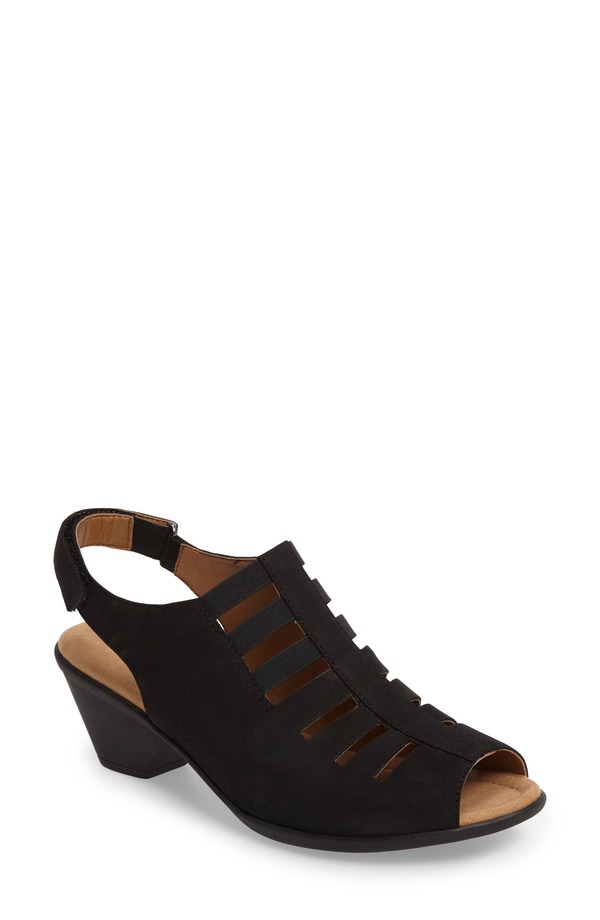 コンフォーティバ レディース シューズ パンプス サンダル Comfortiva Faye Sandal Black Nubuck Leather 黒いこと