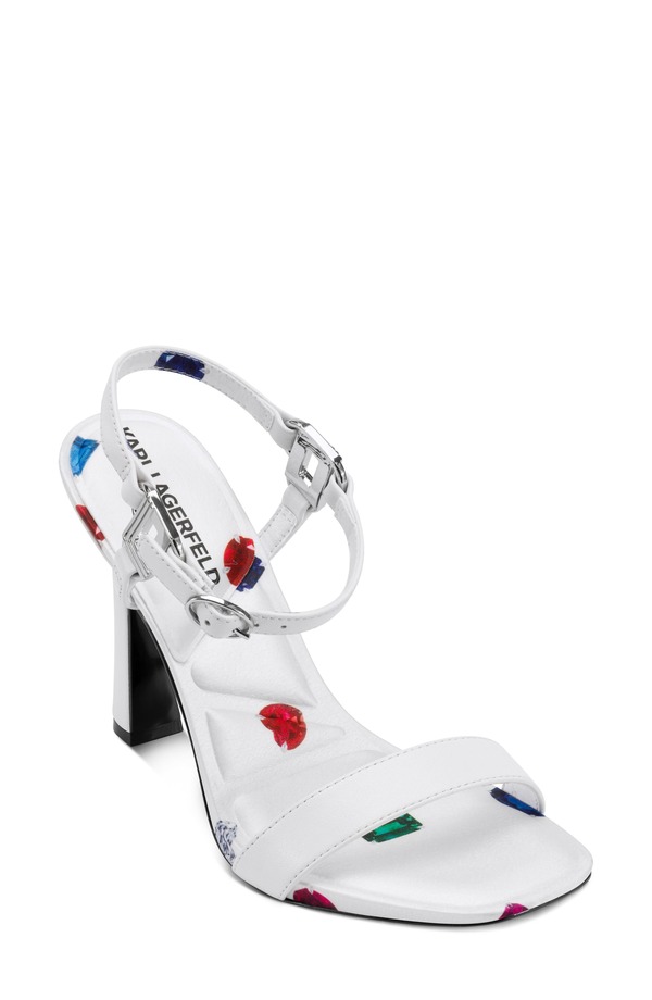 長い巻き毛 ラガーフェルド レディース シューズ パンプス サンダル アンクル KARLAGERFELD PARIS Cybil Ankle Strap Sandal Bright White 白いこと