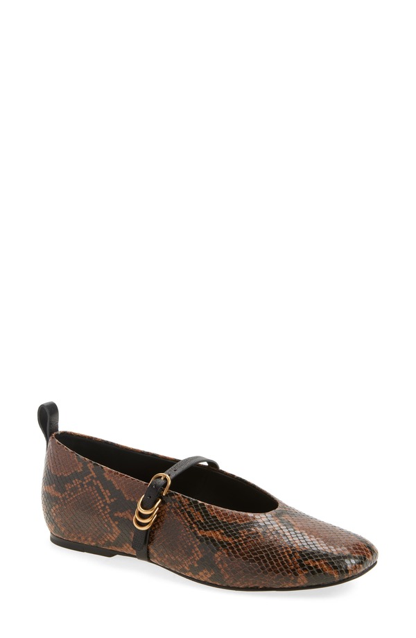 ラグアンドボーン レディース シューズ パンプス rag \u0026 bone Spire Mary Jane Flat Brown Snakembossed 赤銅色