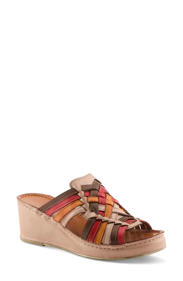 春月踏み段 レディース シューズ パンプス プラットホーム サンダル Spring Step Nokiah Platform Wedge Sandal Blush Multi 毛はらい