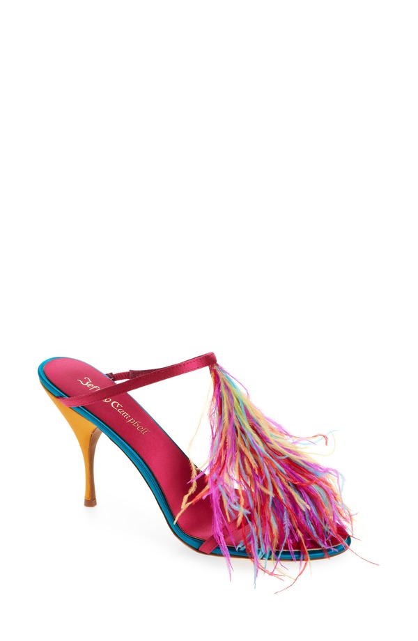 ジェフリー キャンベル レディース シューズ 踵 サンダル Jeffrey Campbell Pluma Slide Sandal Fuchsia Satin Combo フューシャ