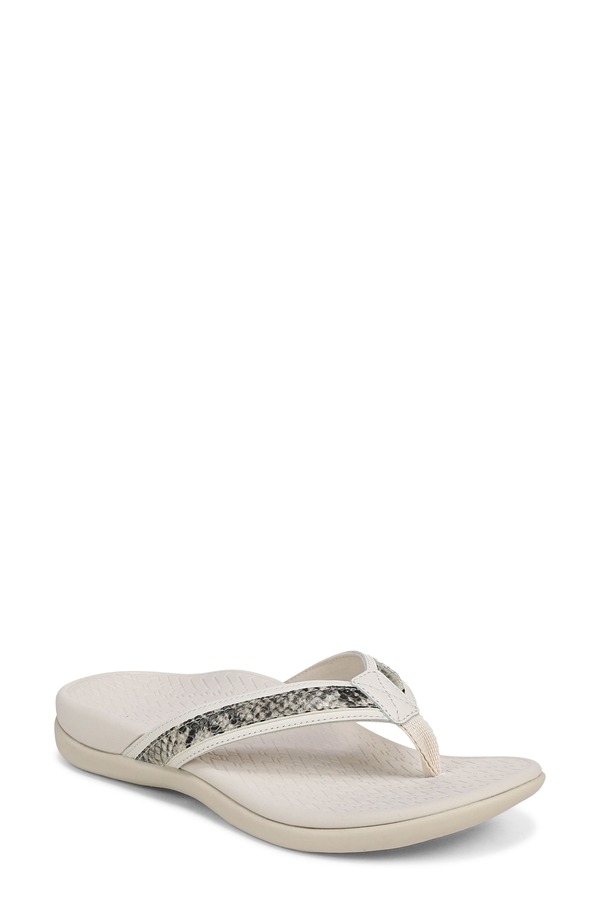バイオニック レディース シューズ サンダル Vionic Tide 2.0 Flip Flop Cream Snake 皮膚軟化剤