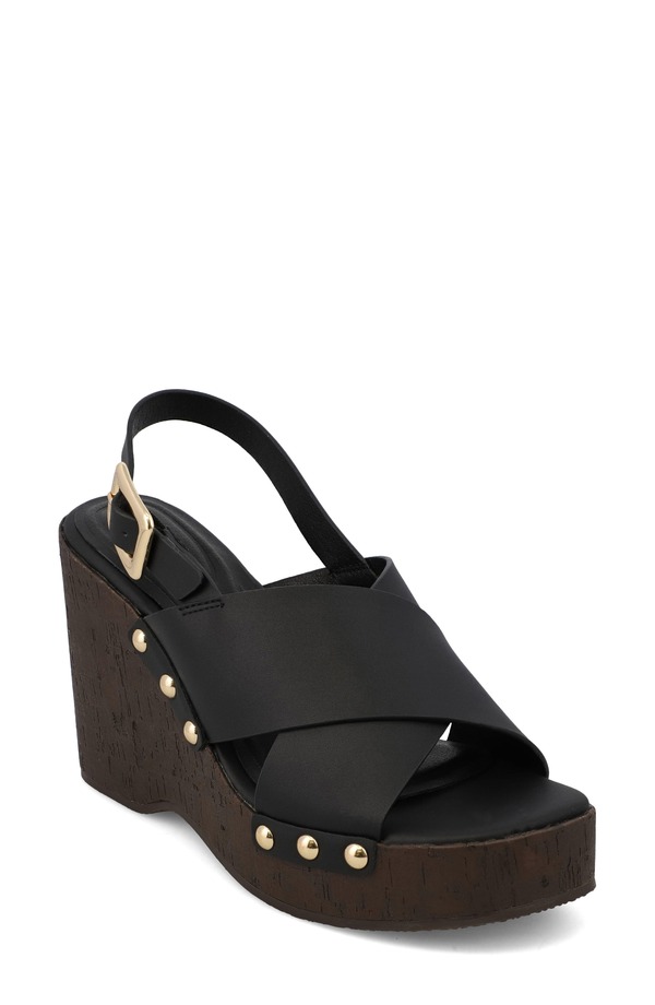 ミア レディース シューズ 踵 サンダル MIA Elleiana Wedge Sandal Black 黒いこと