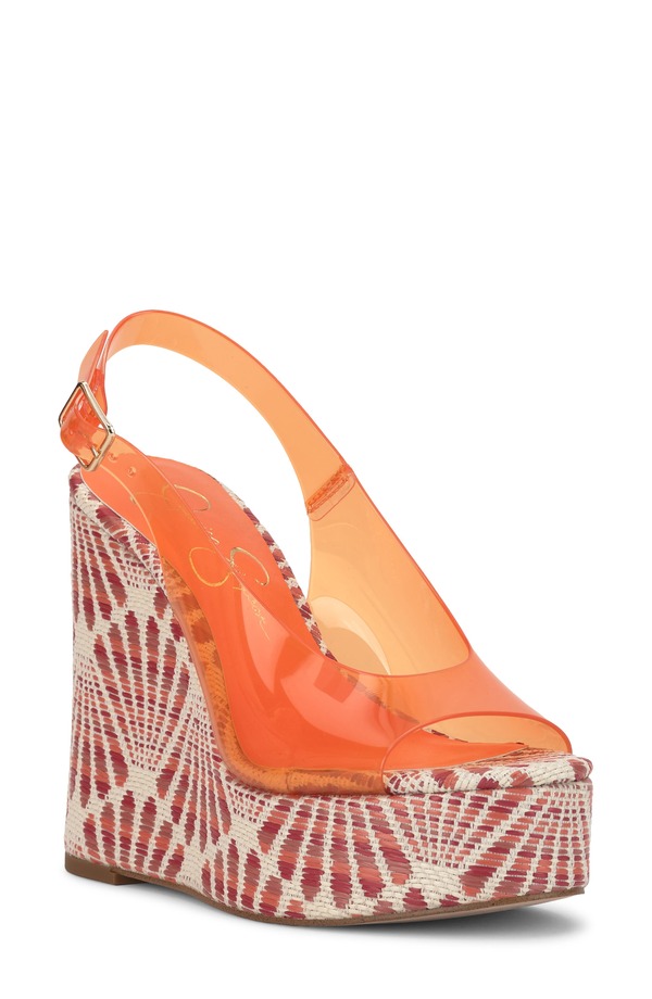 ジェシカシンプソン レディース シューズ パンプス プラットホーム サンダル Jessica Simpson Kaliese Slingback Platform Wedge Sandal Orange 01 オレンジ色
