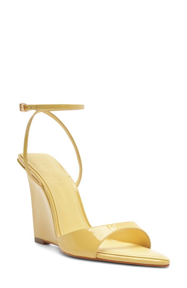 シュッツ レディース シューズ パンプス サンダル アンクル Schutz Elodie Ankle Strap Wedge Sandal New Yellow 黄色