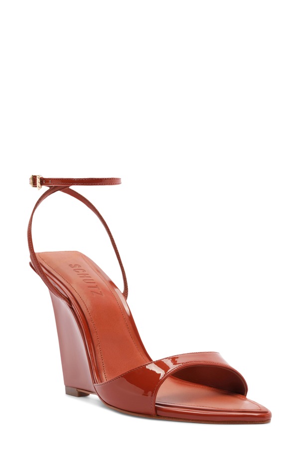 シュッツ レディース シューズ パンプス サンダル アンクル Schutz Elodie Ankle Strap Wedge Sandal Sunset Ochre
